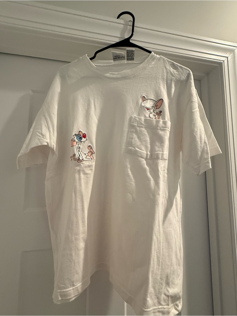 Animaniacs Pinky and the Brain 1994 Warner Bros Graphic Tee White Men's M RARE